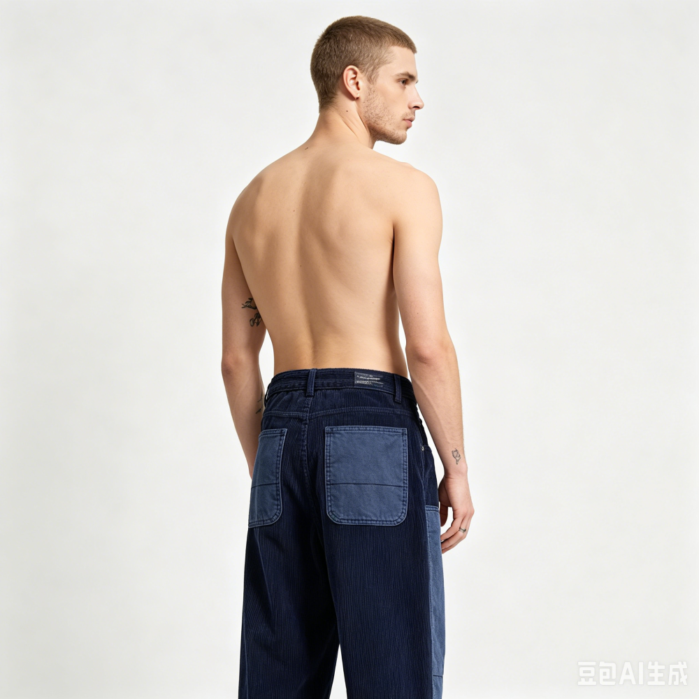 GorgeousBen Men's Patchwork Corduroy Work Pants Loose Casual Trousers