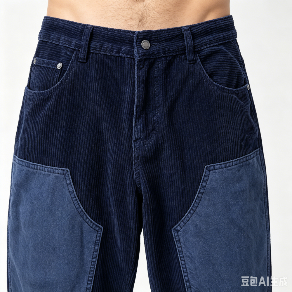 GorgeousBen Men's Patchwork Corduroy Work Pants Loose Casual Trousers