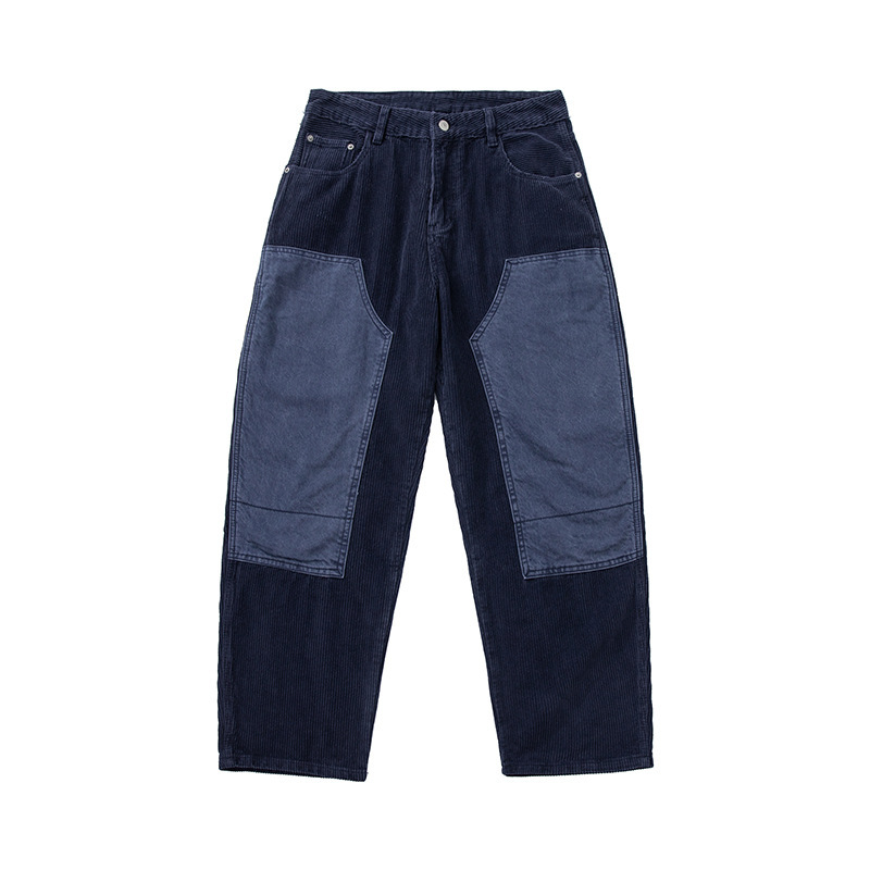 GorgeousBen Men's Patchwork Corduroy Work Pants Loose Casual Trousers