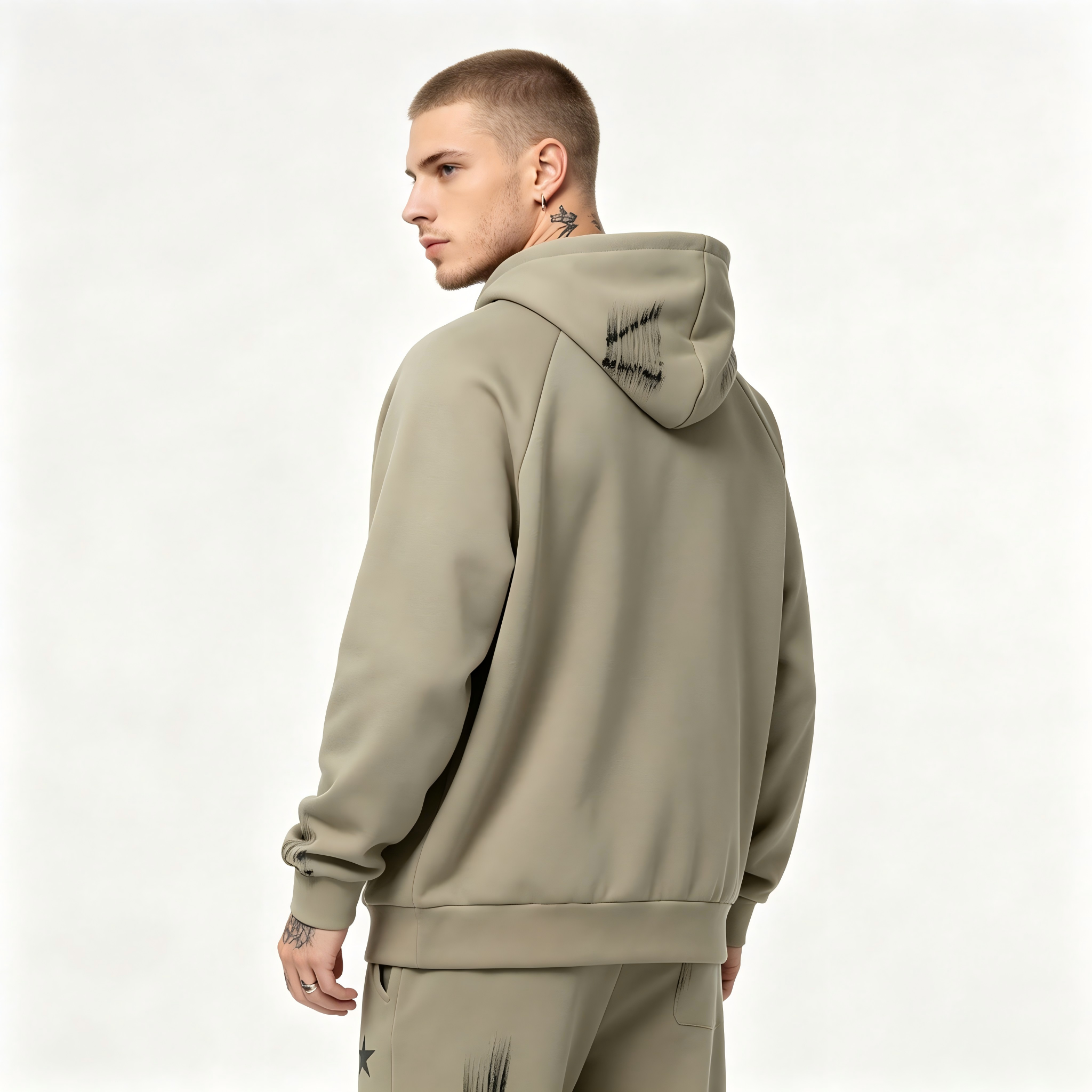 GorgeousBen Men's American Graffiti Star Zip-Up Hoodie, Loose Fit, Casual Streetwear