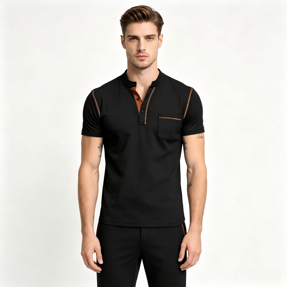 GorgeousBen Men's Slim Fit Henley Polo Shirt, Breathable, Casual Summer Tee