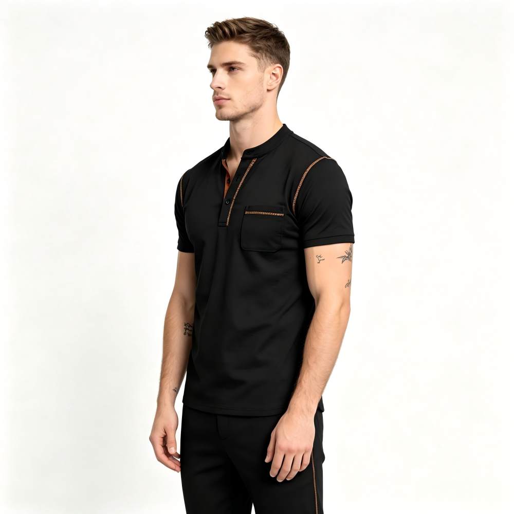 GorgeousBen Men's Slim Fit Henley Polo Shirt, Breathable, Casual Summer Tee
