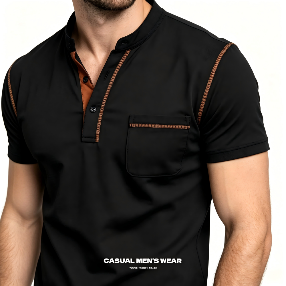 GorgeousBen Men's Slim Fit Henley Polo Shirt, Breathable, Casual Summer Tee