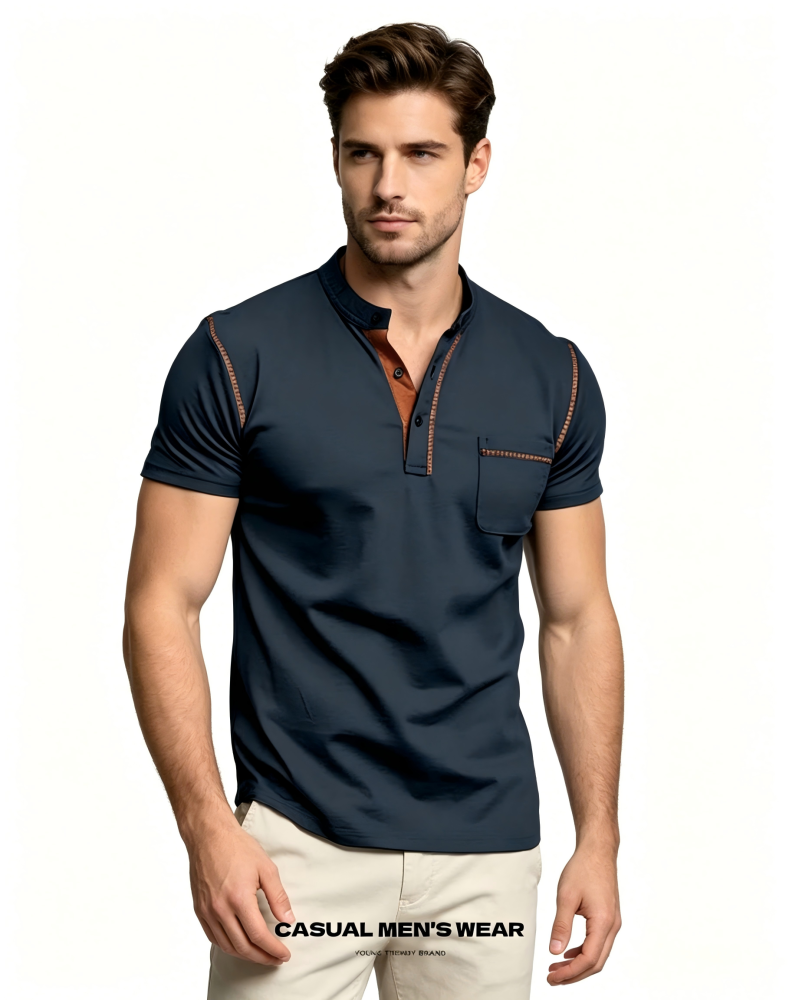 GorgeousBen Men's Slim Fit Henley Polo Shirt, Breathable, Casual Summer Tee