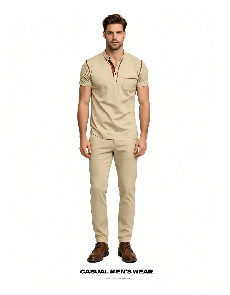 GorgeousBen Men's Slim Fit Henley Polo Shirt, Breathable, Casual Summer Tee