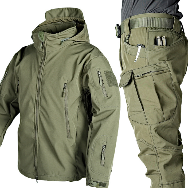 GorgeousBen Men's Tactical Softshell Suit, Waterproof Windproof Outdoor Set