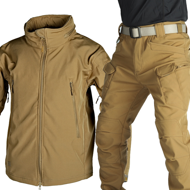 GorgeousBen Men's Tactical Softshell Suit, Waterproof Windproof Outdoor Set