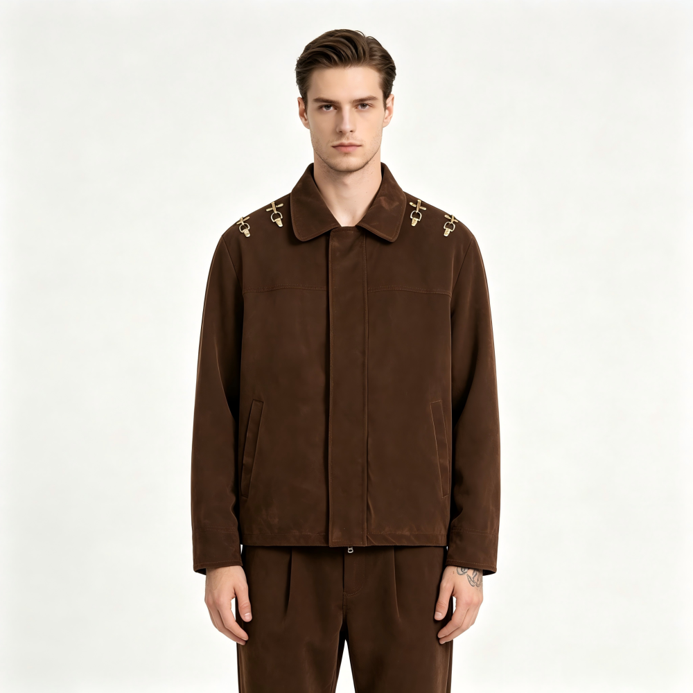 GorgeousBen Men's Retro Suede PU Jacket, Casual Loose Fit Biker Coat