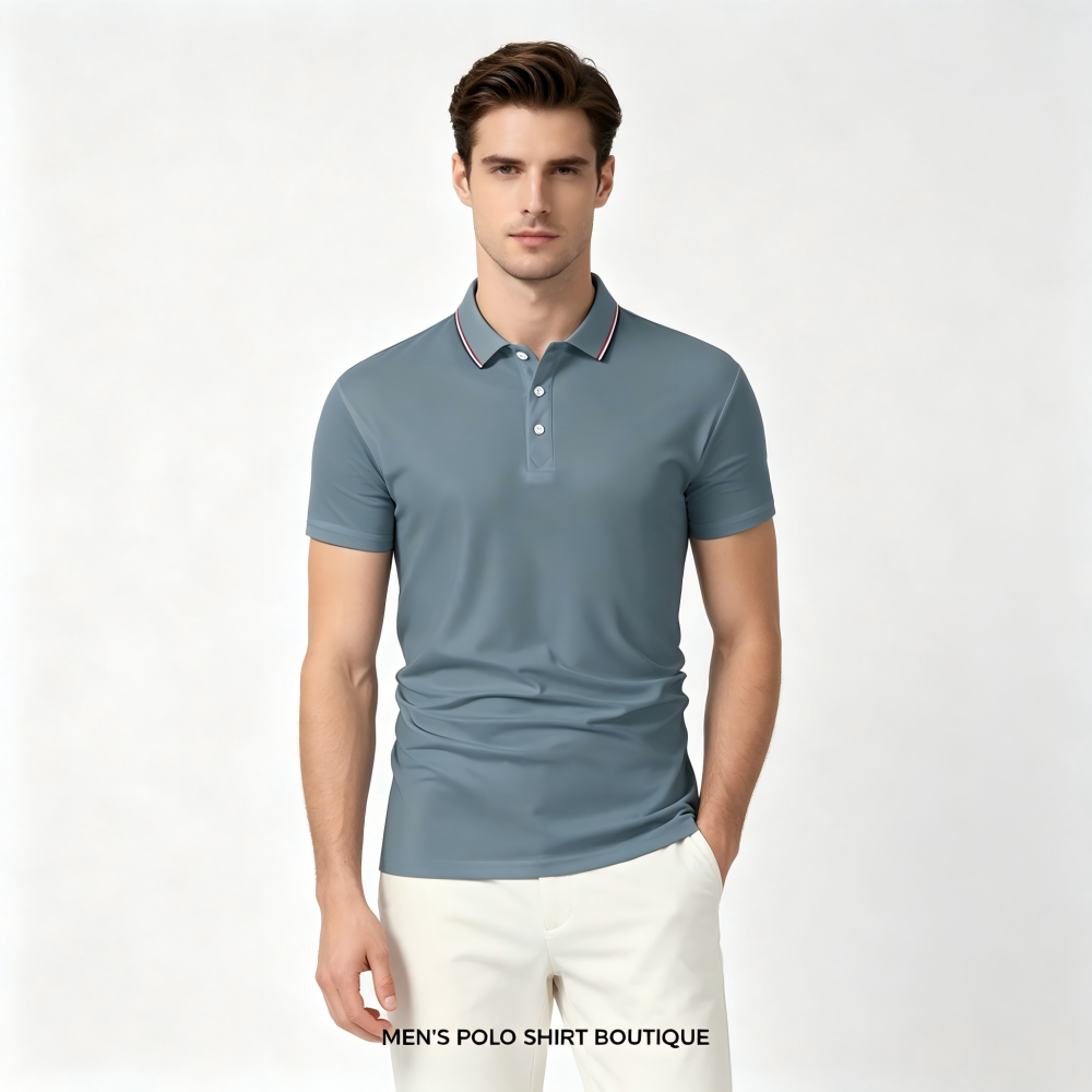 GorgeousBen Men's Slim Fit Ice Silk Polo Shirt, Breathable Summer Tee