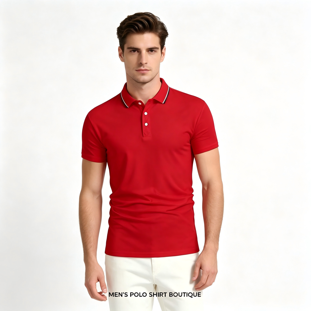 GorgeousBen Men's Slim Fit Ice Silk Polo Shirt, Breathable Summer Tee