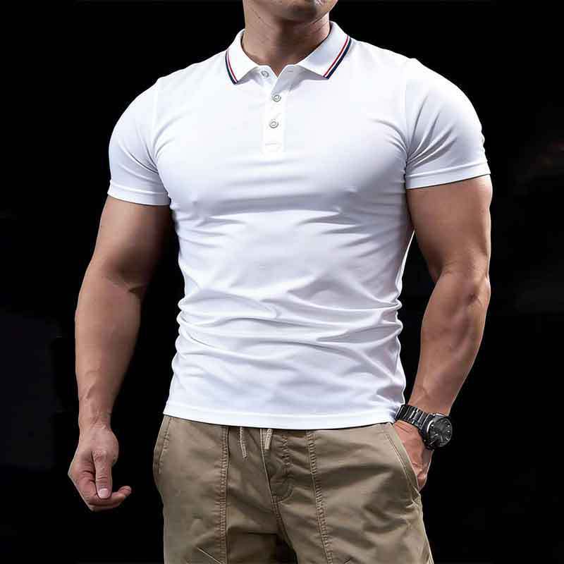 GorgeousBen Men's Slim Fit Ice Silk Polo Shirt, Breathable Summer Tee