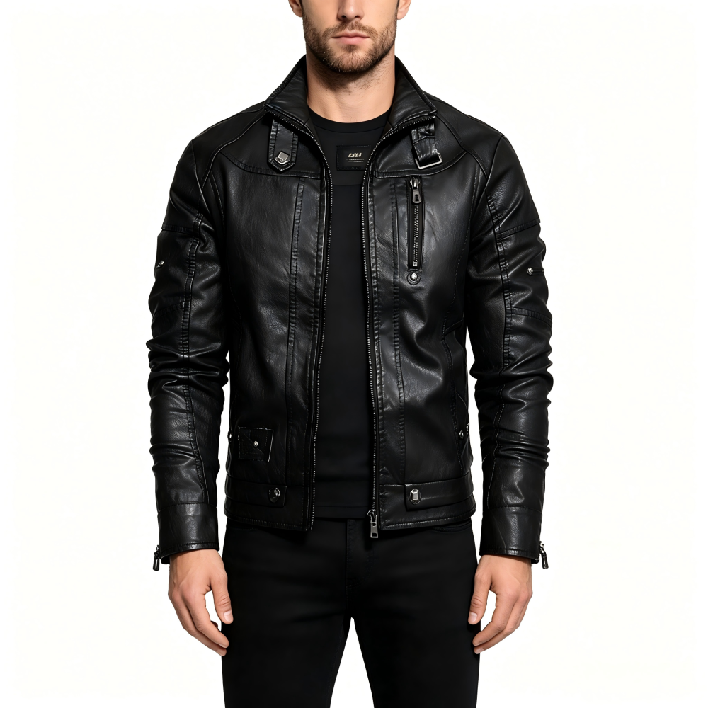 GorgeousBen2025  Men's leather jacket, motorcycle jacket with fleece.