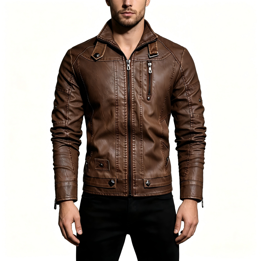 GorgeousBen2025  Men's leather jacket, motorcycle jacket with fleece.