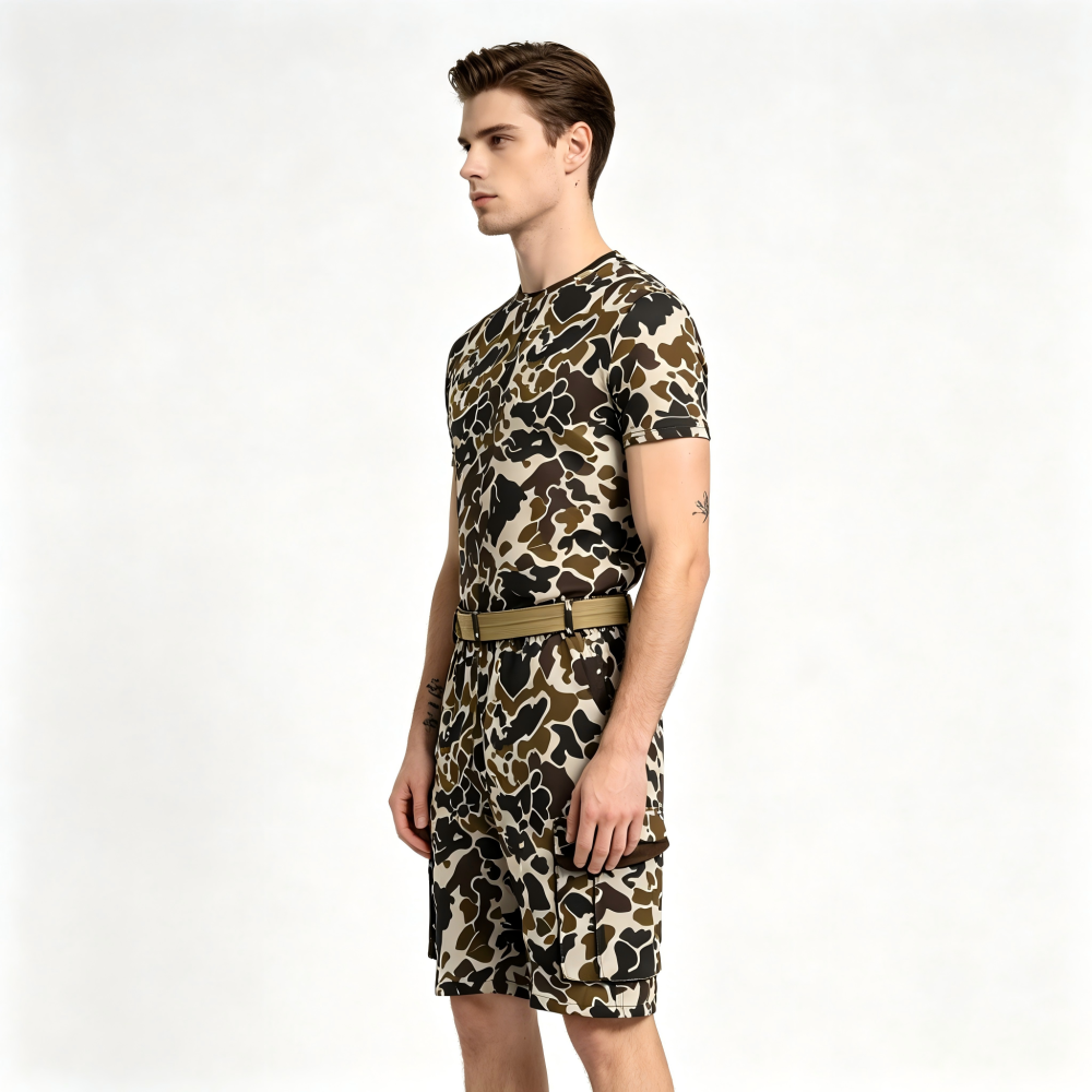 GorgeousBen Men's Camo Sports Shorts, Quick Dry Straight-Leg Casual Shorts