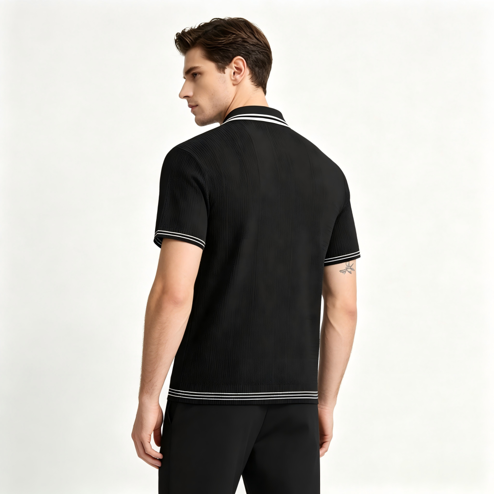 orgeousBen Men's V-Neck Knit Polo Shirt, Breathable Casual Short Sleeve Top