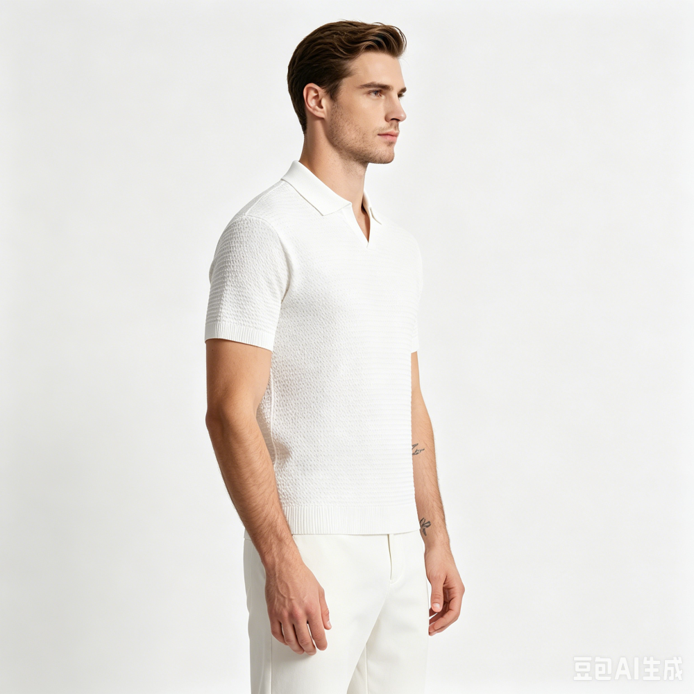 GorgeousBen Men's Knit Polo Shirt, Breathable V-Neck Casual Summer Top