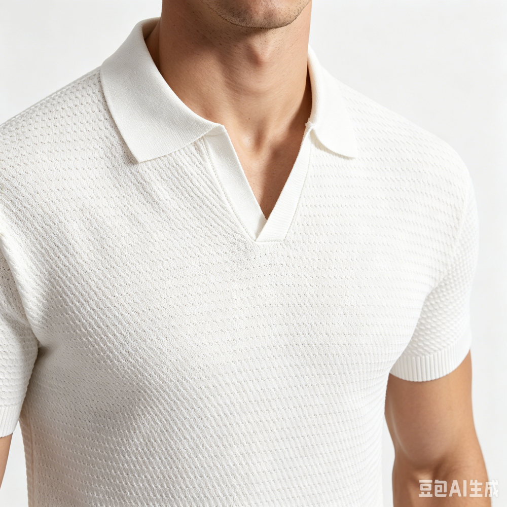GorgeousBen Men's Knit Polo Shirt, Breathable V-Neck Casual Summer Top