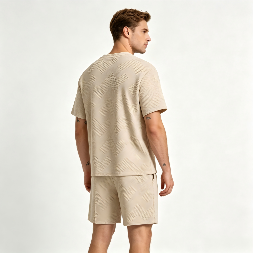 GorgeousBen Men's Casual Tracksuit Set, Short Sleeve T-Shirt and Shorts, Lightweight Breathable Summer Outfit