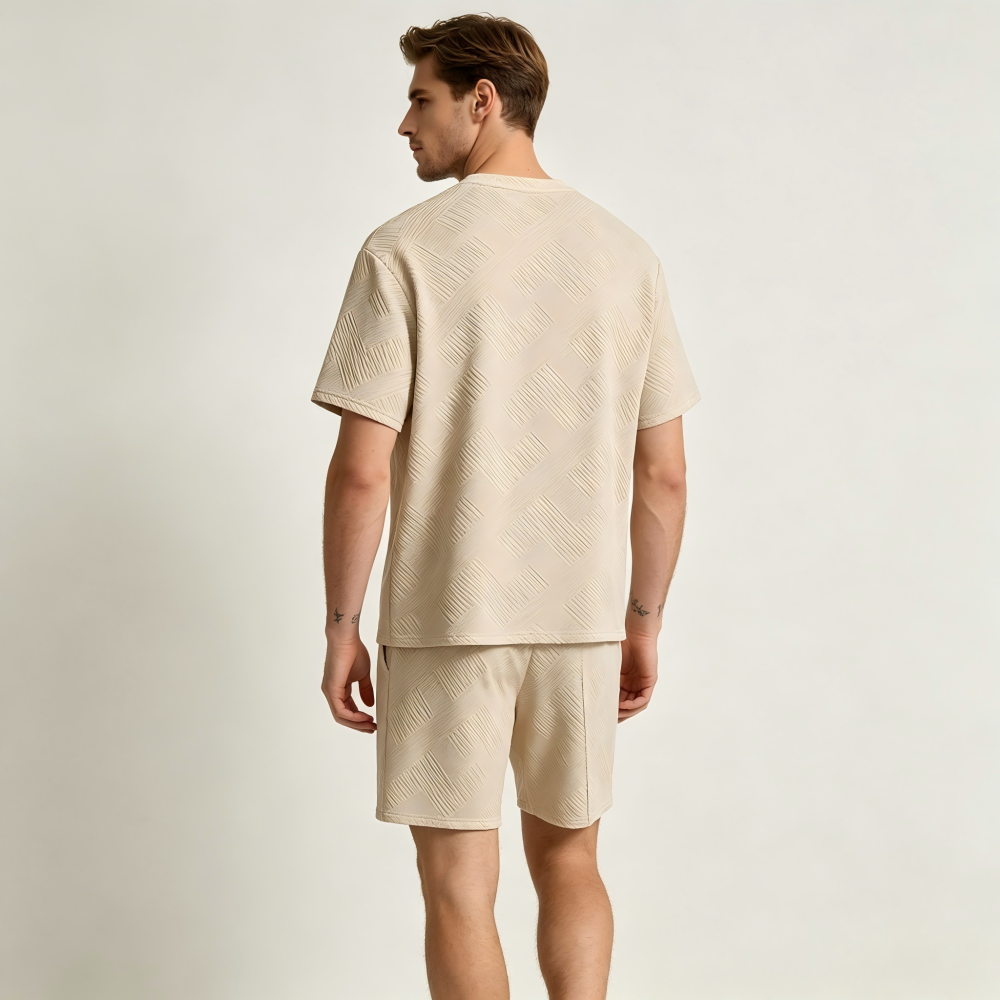 GorgeousBen Men's Casual Tracksuit Set, Short Sleeve T-Shirt and Shorts, Lightweight Breathable Summer Outfit