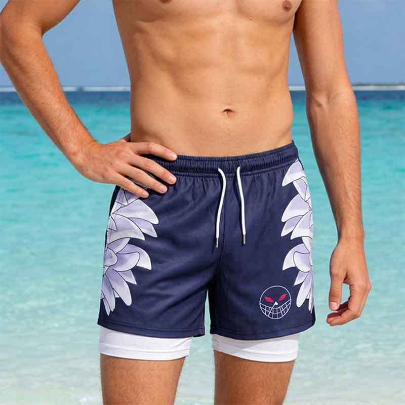 GorgeousBen Men's 3D Floral Print Athletic Shorts, Breathable Summer