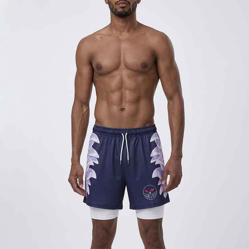GorgeousBen Men's 3D Floral Print Athletic Shorts, Breathable Summer