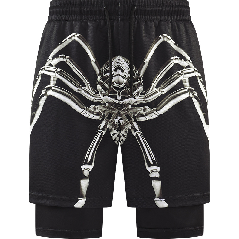 GorgeousBen Men's 3D Spider Print Casual Athletic Shorts, Breathable, Quick-Dry