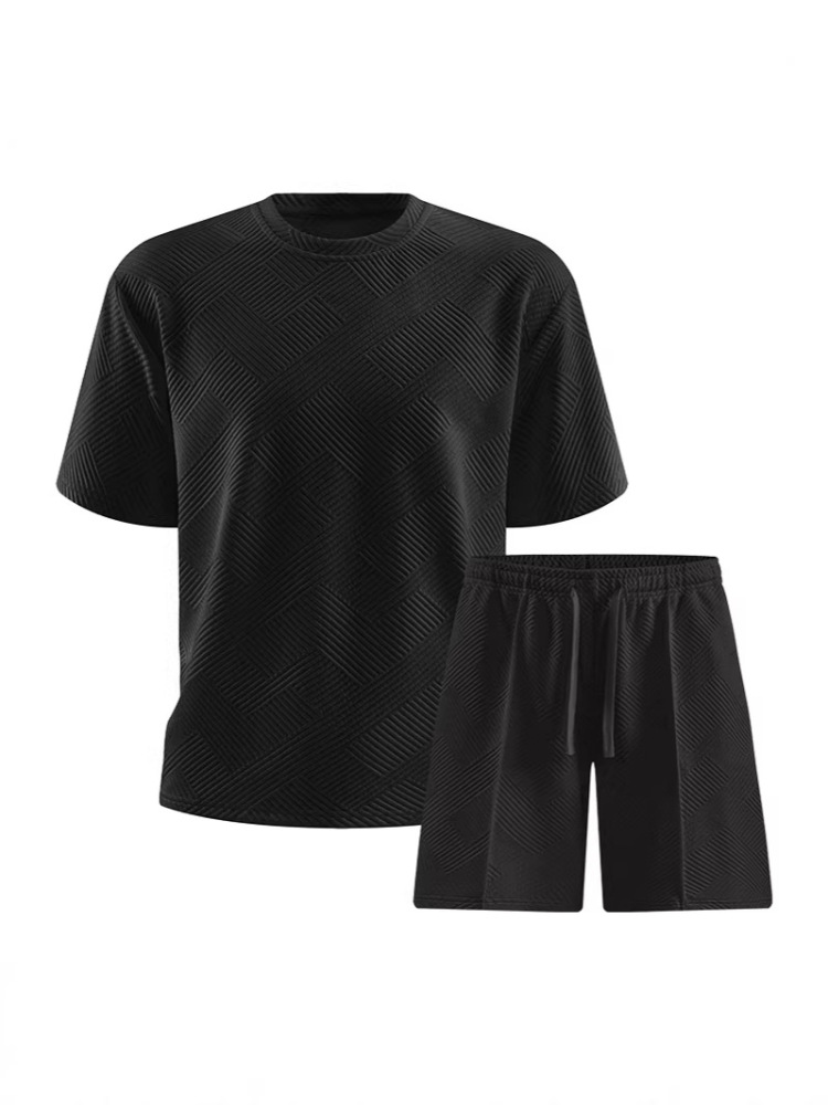 GorgeousBen Men's Casual Tracksuit Set, Short Sleeve T-Shirt and Shorts, Lightweight Breathable Summer Outfit