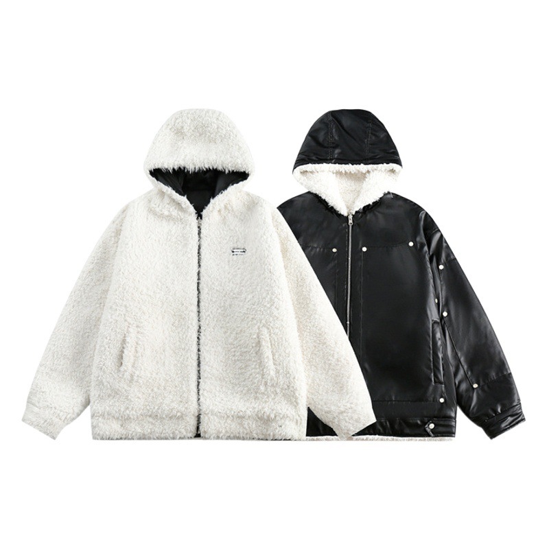 GorgeousBen Men's Reversible Fleece Lined PU Leather Winter Jacket