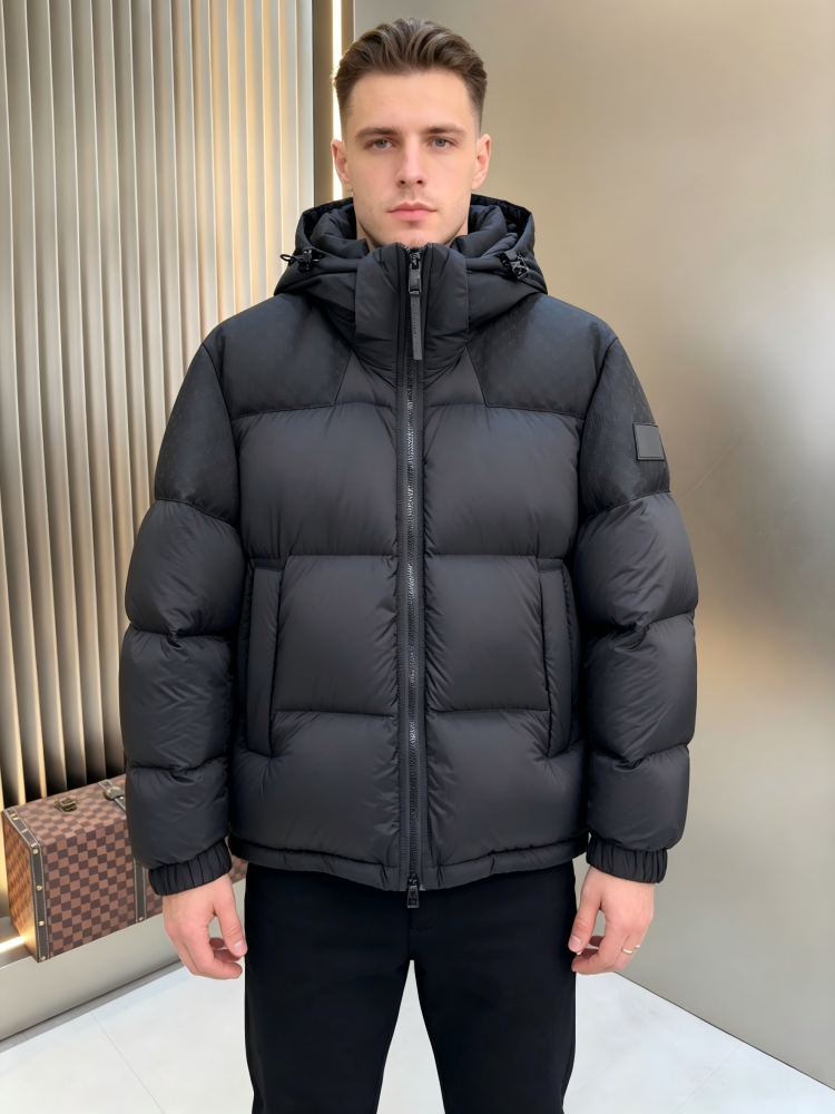 GorgeousBen  Euro-American Trendy Brand Men's Hooded Patchwork Down Jacket | 90% White Duck Down Warm Cold-Resistant Winter Outerwear