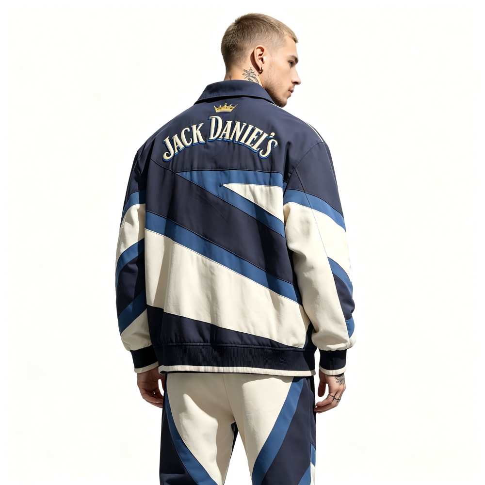 GorgeousBen Men's Color Block Letter Print Loose Varsity Jacket
