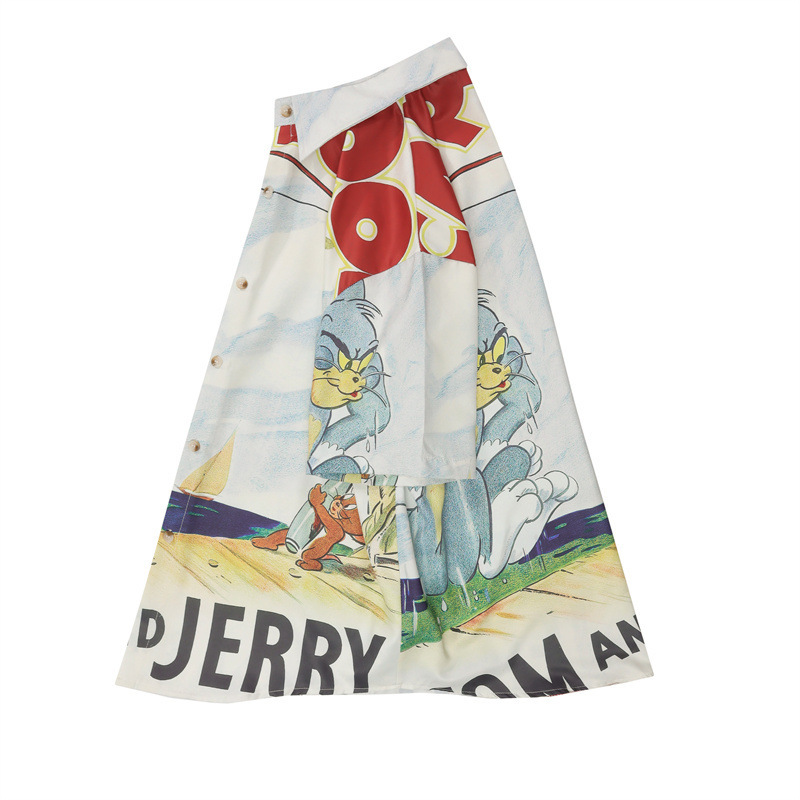 GorgeousBen Men's Casual Tom & Jerry Print Loose Short Sleeve Shirt