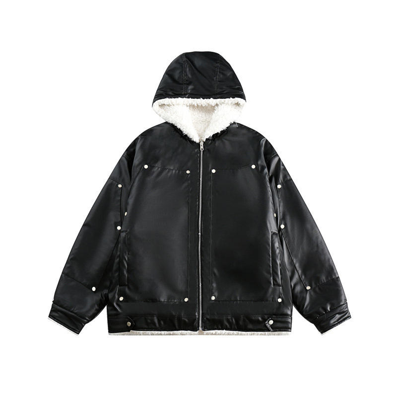 GorgeousBen Men's Reversible Fleece Lined PU Leather Winter Jacket