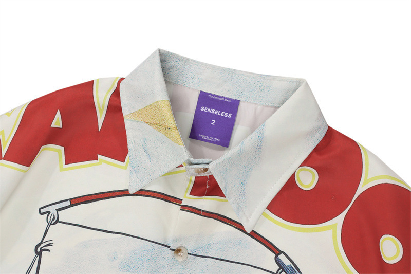 GorgeousBen Men's Casual Tom & Jerry Print Loose Short Sleeve Shirt