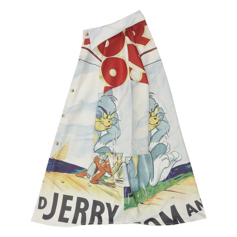 GorgeousBen Men's Casual Tom & Jerry Print Loose Short Sleeve Shirt