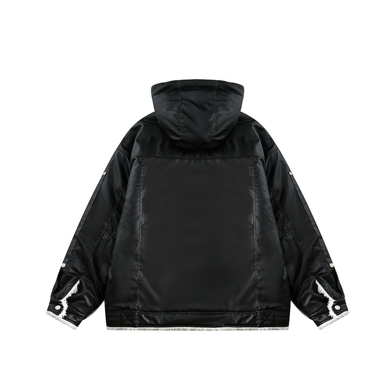 GorgeousBen Men's Reversible Fleece Lined PU Leather Winter Jacket