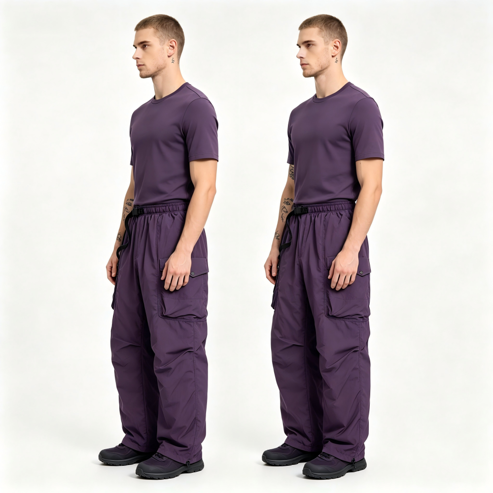 GorgeousBen Men's 90% White Duck Down Loose Cargo Winter Pants