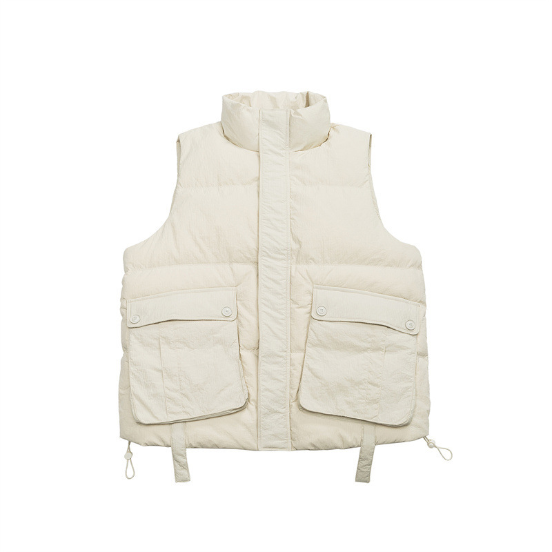 GorgeousBen Men's 130g White Goose Down Loose Puffer Vest