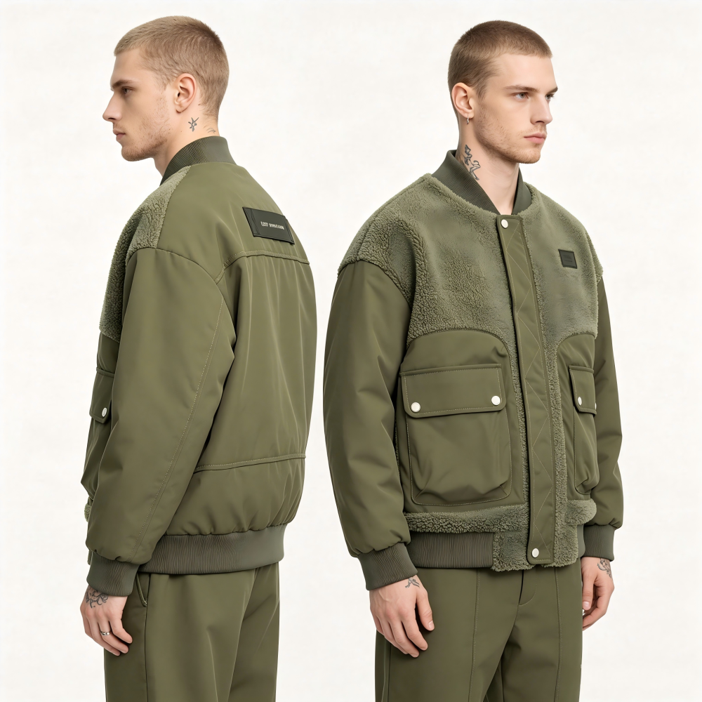 GorgeousBen Men's Fleece Patchwork Winter Bomber Jacket