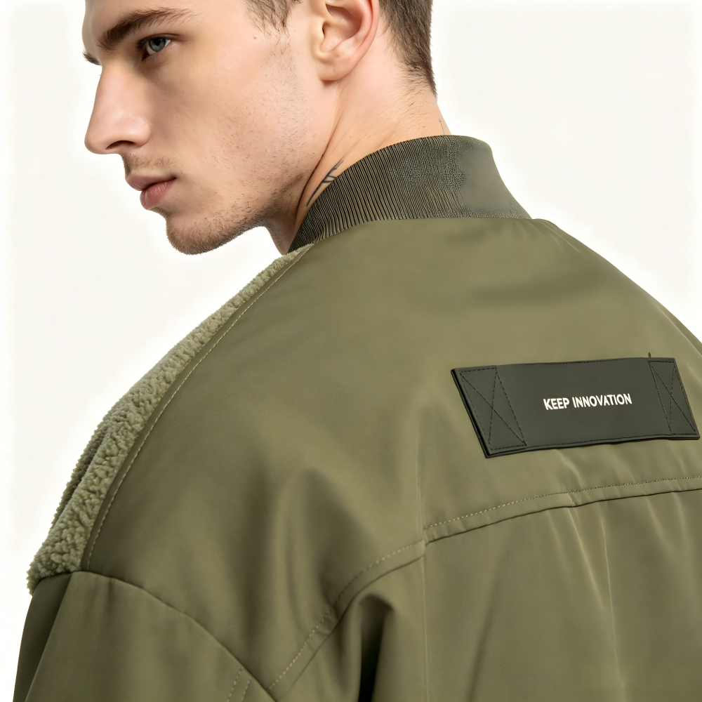 GorgeousBen Men's Fleece Patchwork Winter Bomber Jacket