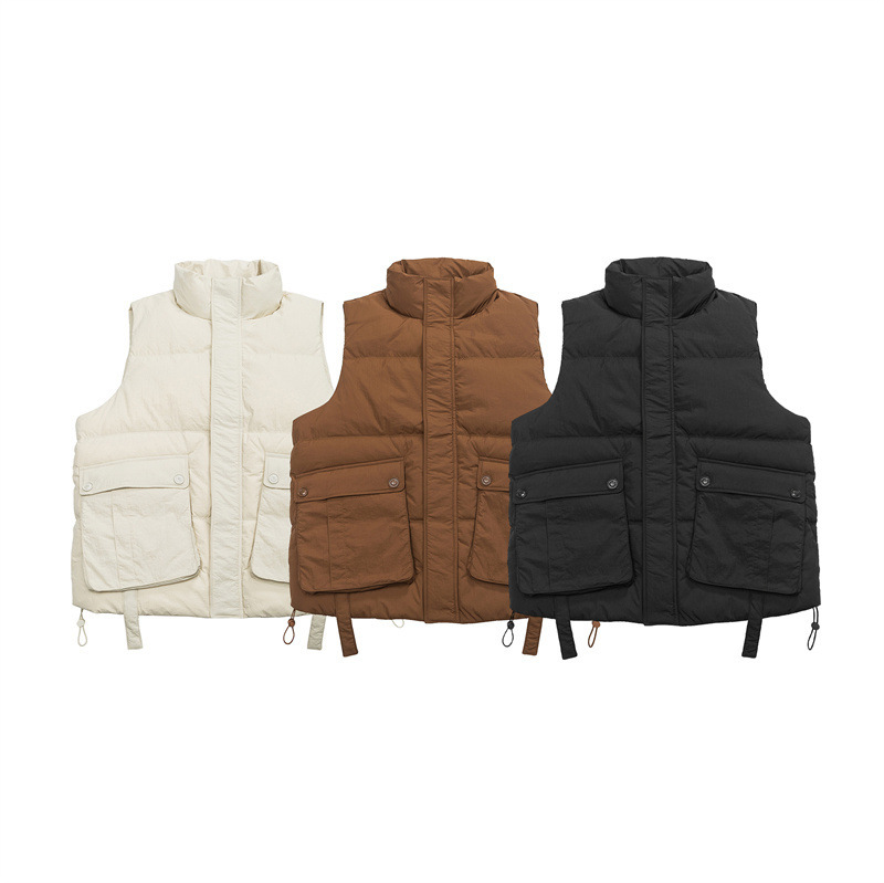 GorgeousBen Men's 130g White Goose Down Loose Puffer Vest