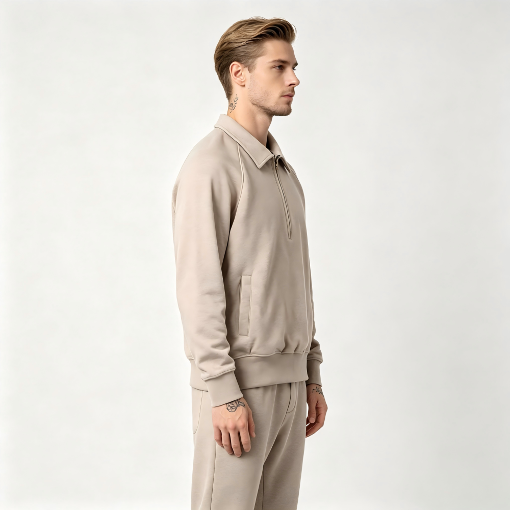 GorgeousBen Men's British Vintage Half Zip Lapel Sweatshirt