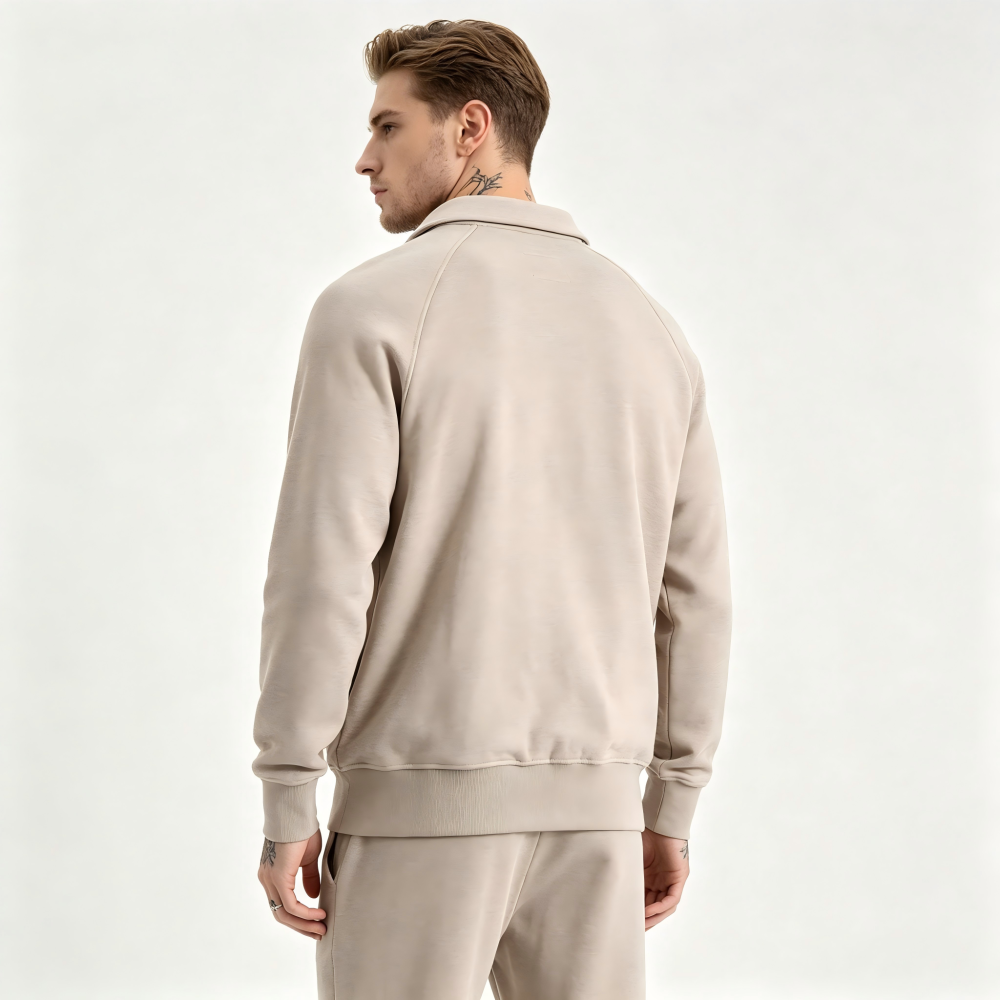 GorgeousBen Men's British Vintage Half Zip Lapel Sweatshirt