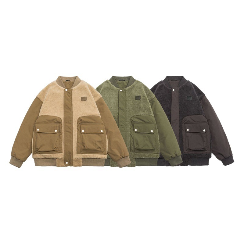 GorgeousBen Men's Fleece Patchwork Winter Bomber Jacket