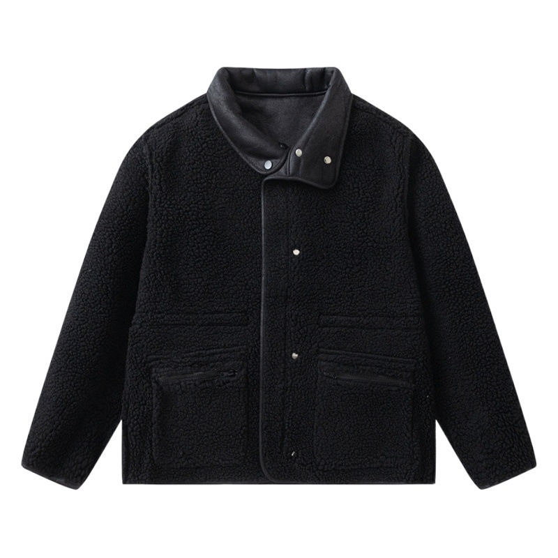 GorgeousBen Men's Reversible Fleece & PU Leather Winter Jacket