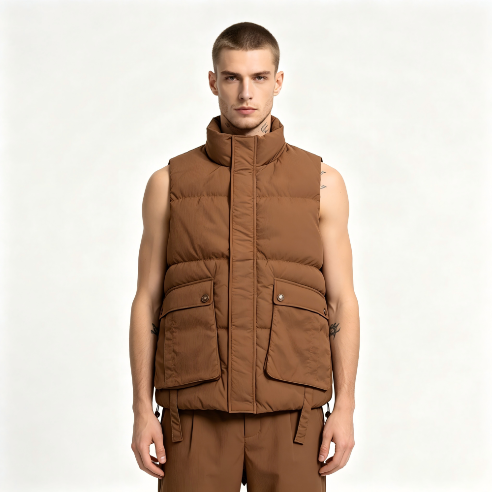 GorgeousBen Men's 130g White Goose Down Loose Puffer Vest
