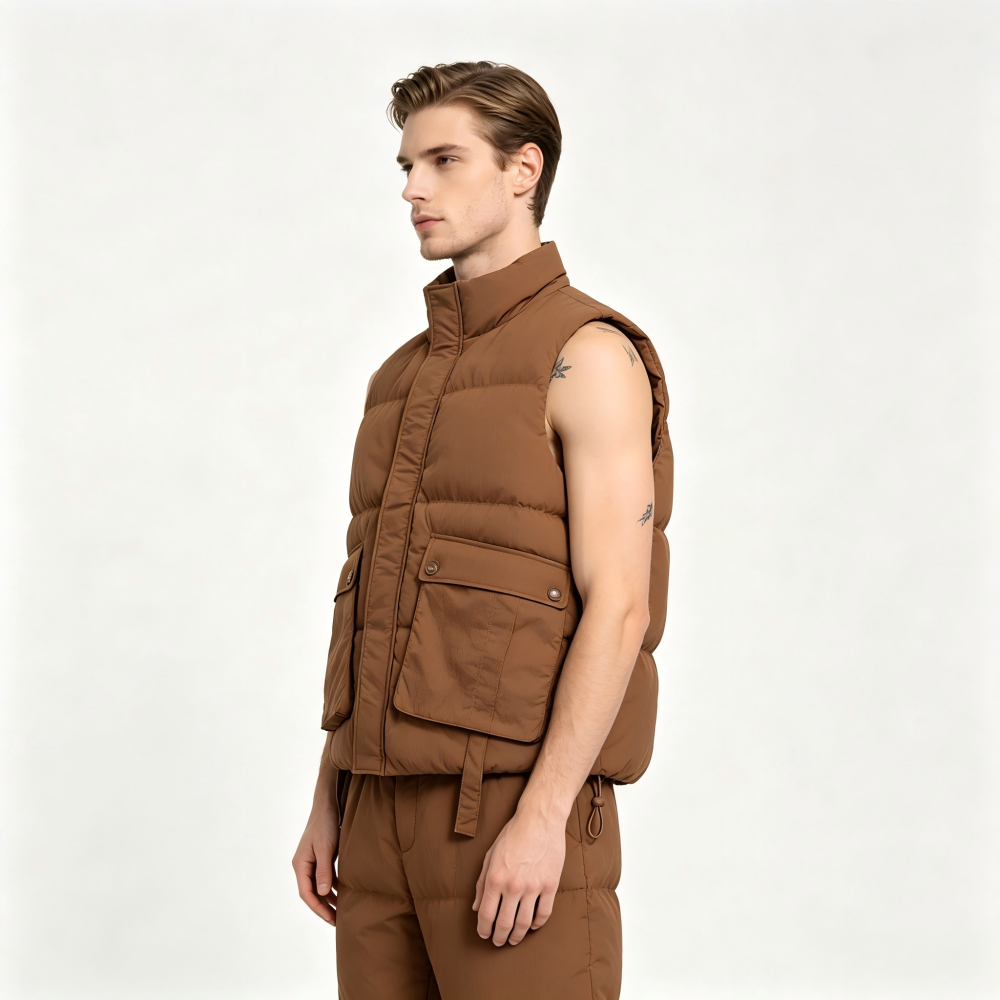 GorgeousBen Men's 130g White Goose Down Loose Puffer Vest
