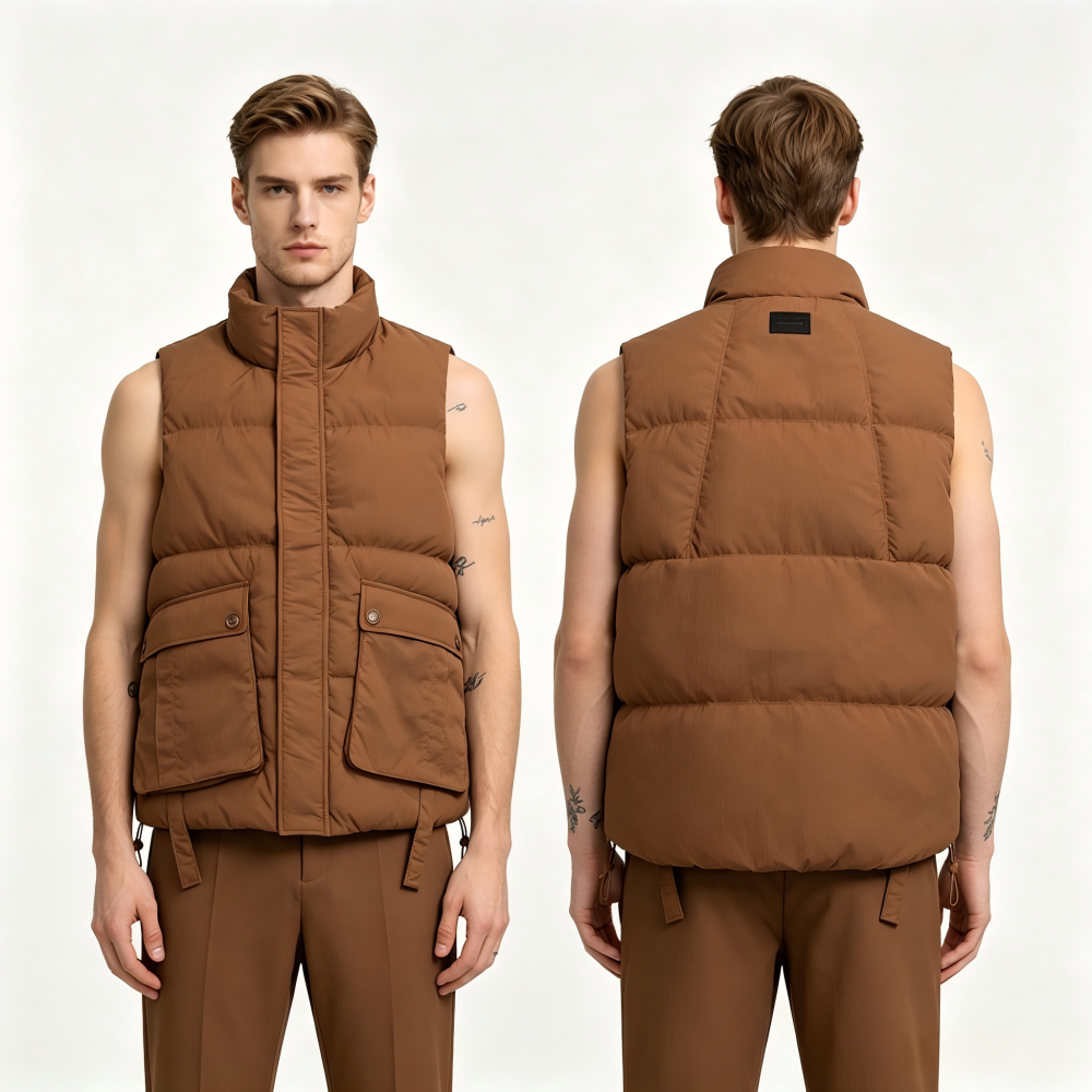 GorgeousBen Men's 130g White Goose Down Loose Puffer Vest