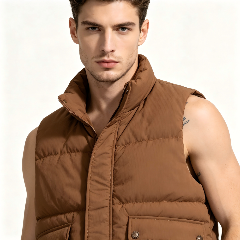 GorgeousBen Men's 130g White Goose Down Loose Puffer Vest