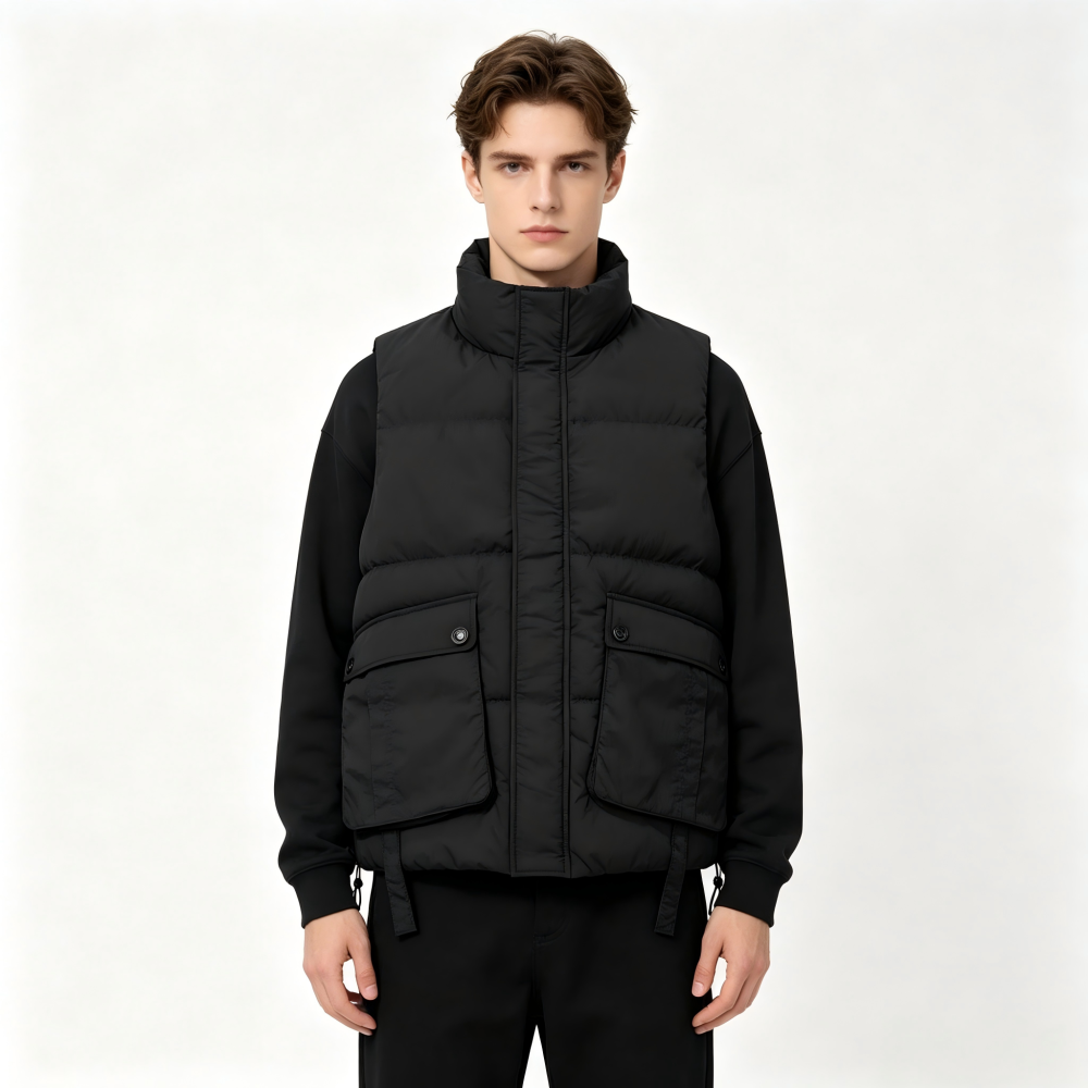 GorgeousBen Men's 130g White Goose Down Loose Puffer Vest