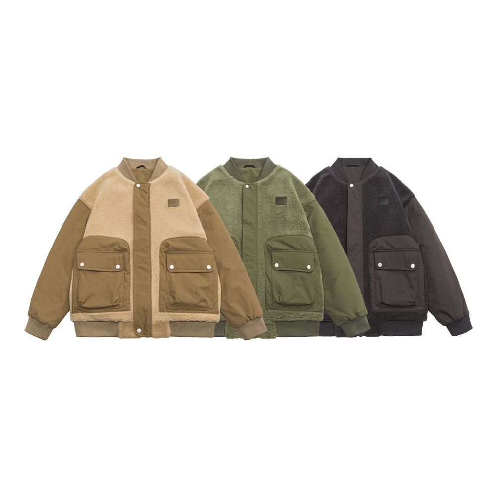 GorgeousBen Men's Fleece Patchwork Winter Bomber Jacket